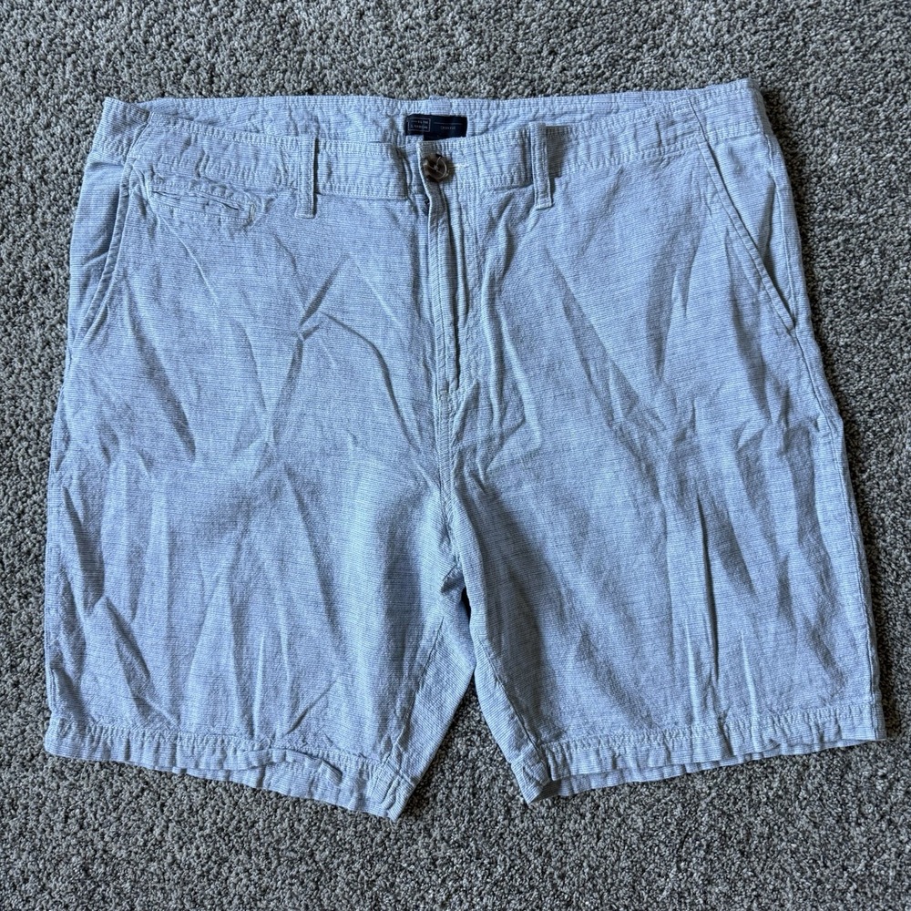 14th & Union Linen Blend Blue Textured Shorts Men's Size 40 Slim Fit Summer